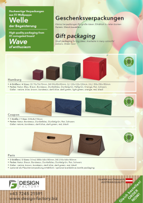 Geschenkverpackungen Hamburg, Coupon und Paris - 